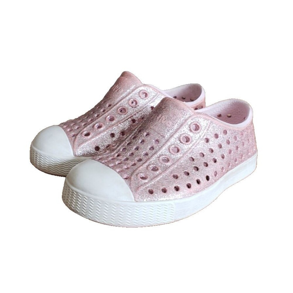 Native Jefferson Slip On Shoes Sneakers - Pink Sparkle Glitter  Toddler Size  C6